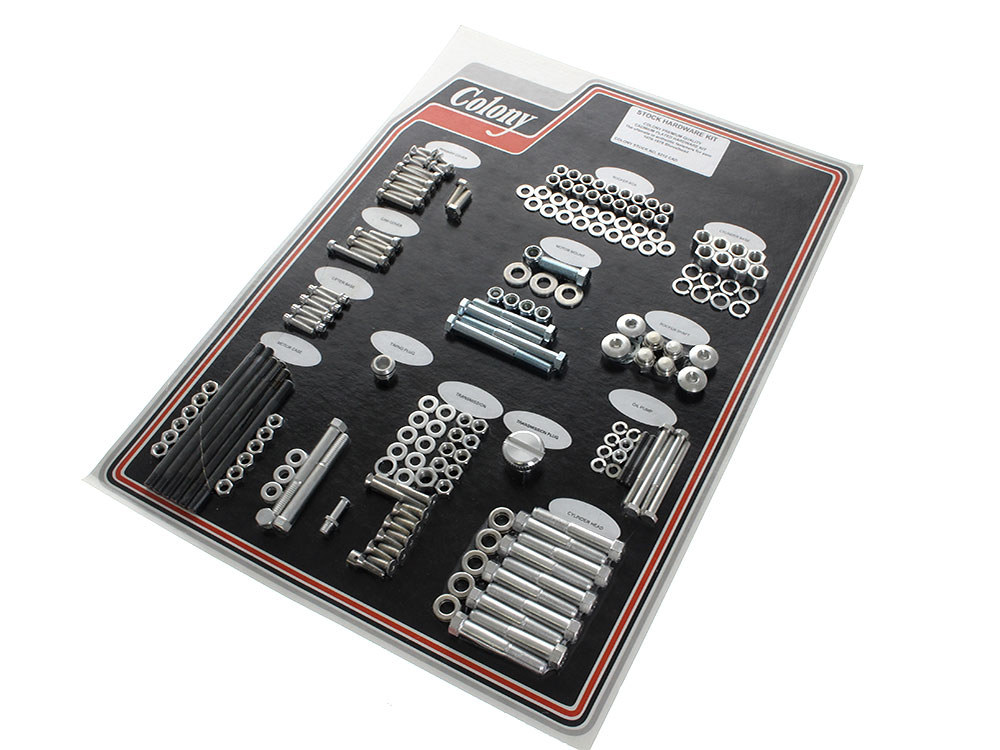Complete Stock Hardware Kit - CAD Plated. Fits Big Twin 1976-1978 with Shovelhead Engine