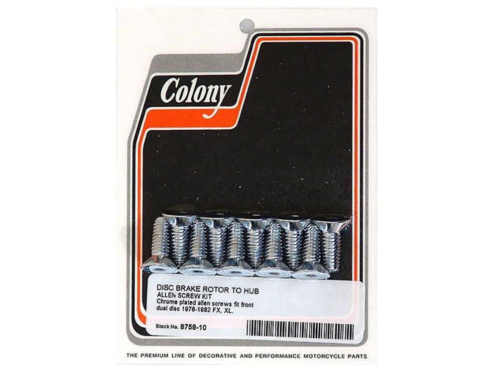 Front Disc Rotor Bolts - Chrome. Fits FX & Sportster 1978-1982.