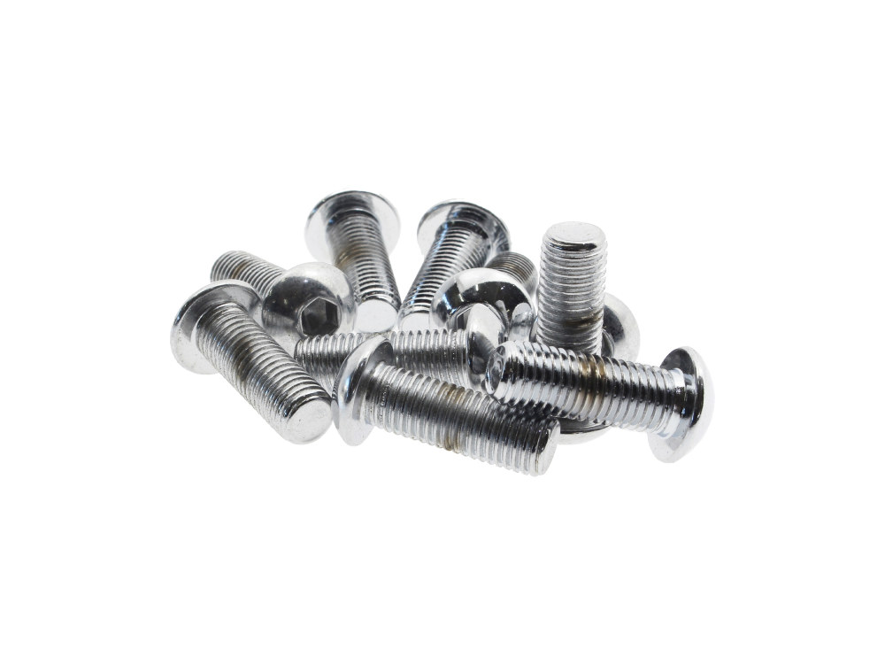 5/16-24 x 7/8in. UNF Button Head Allen Bolts - Chrome. Pack 10.