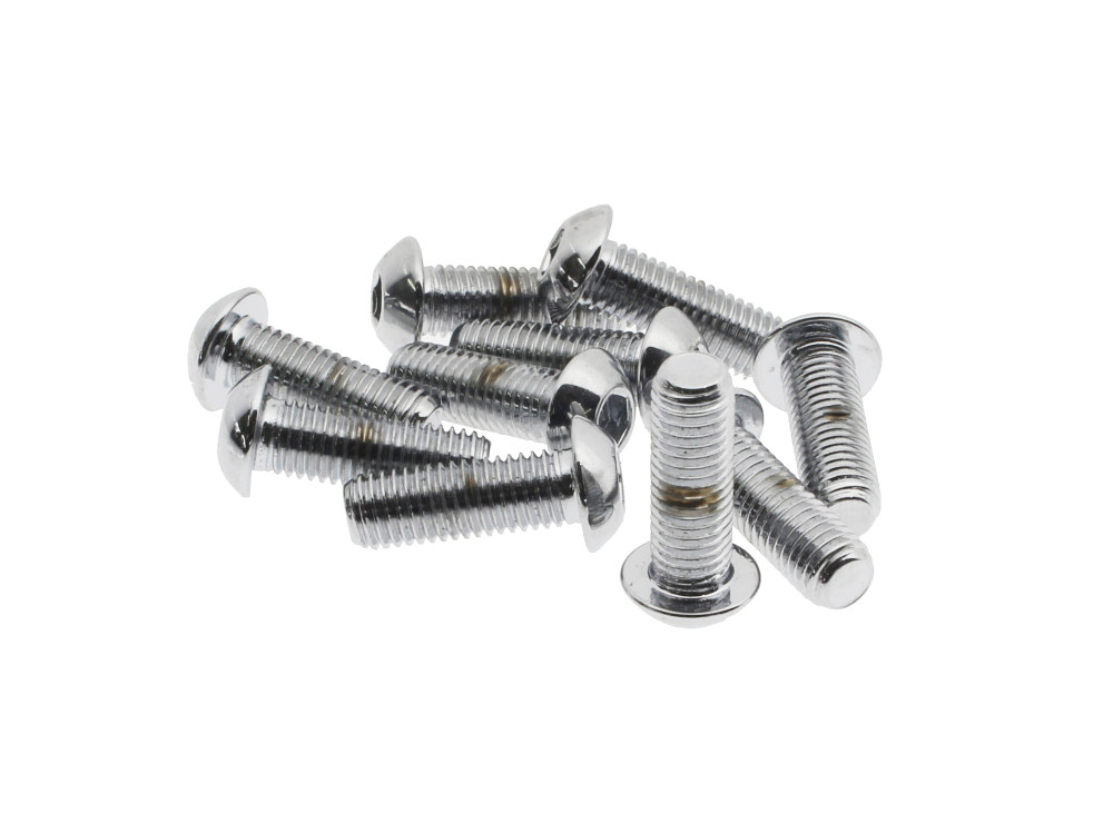 1/4-28 x 3/4in. UNF Button Head Allen Bolts - Chrome. Pack 10.