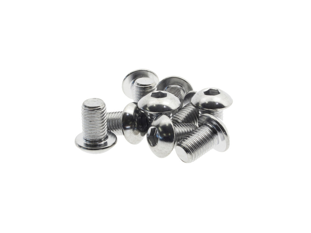 5/16-24 x 1/2in. UNF Button Head Allen Bolts - Chrome. Pack 10.