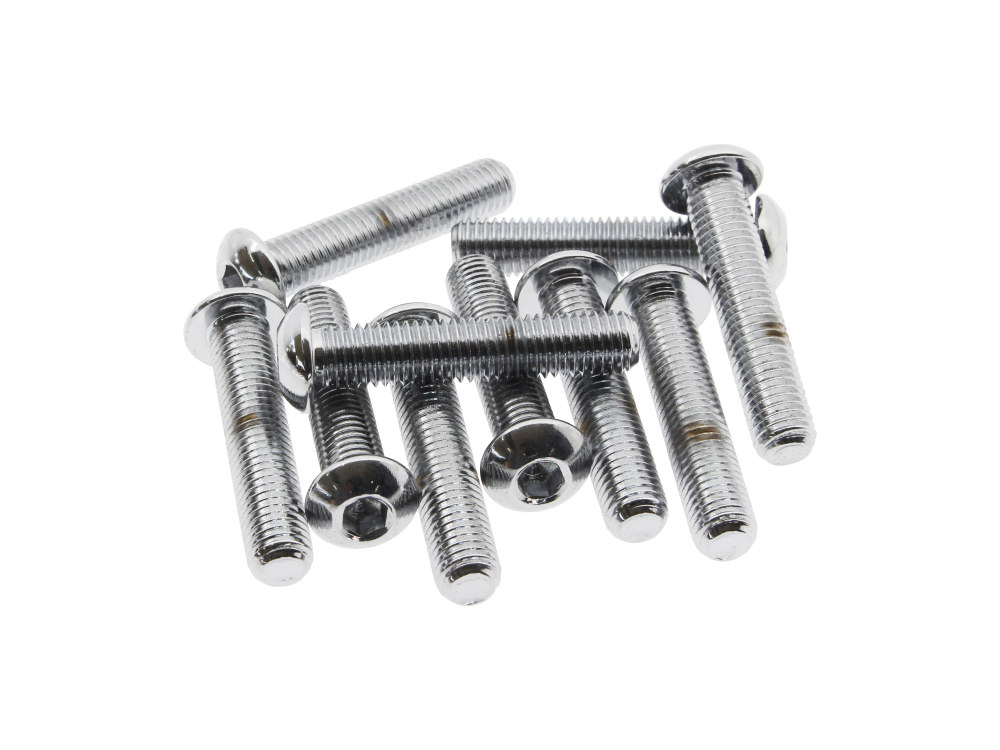 1/4-28 x 1-1/4in. UNF Button Head Allen Bolts - Chrome. Pack 10.