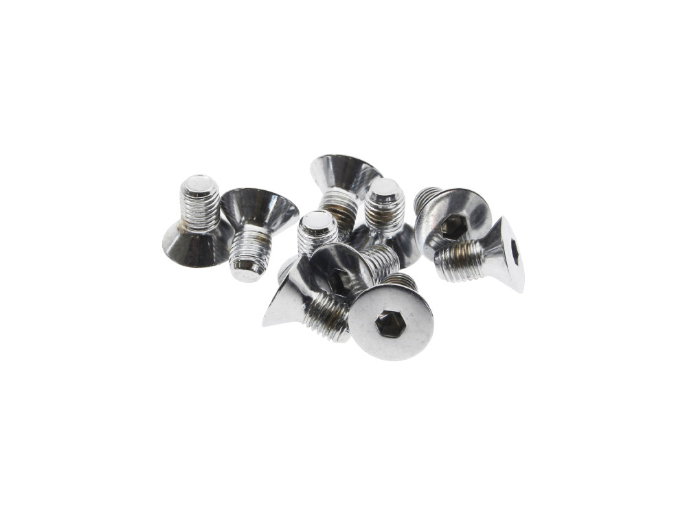 1/4-28 x 1/2in. UNF Flat Head Allen Bolts - Chrome. Pack 10.