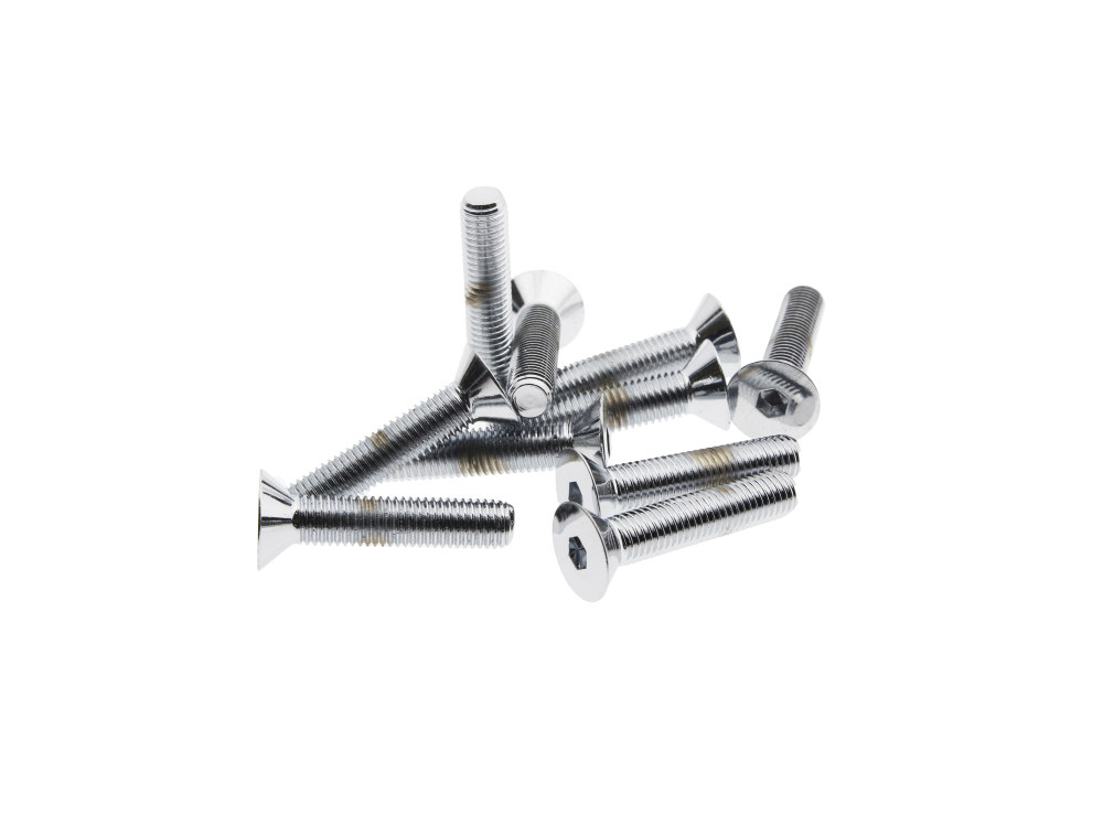 1/4-28 x 1-1/4in. UNF Flat Head Allen Bolts - Chrome. Pack 10.