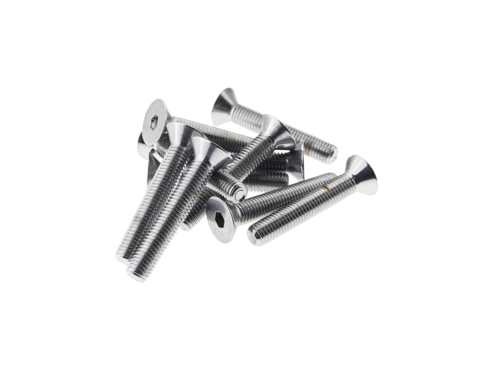1/4-28 x 1-1/2in. UNF Flat Head Allen Bolts - Chrome. Pack 10.