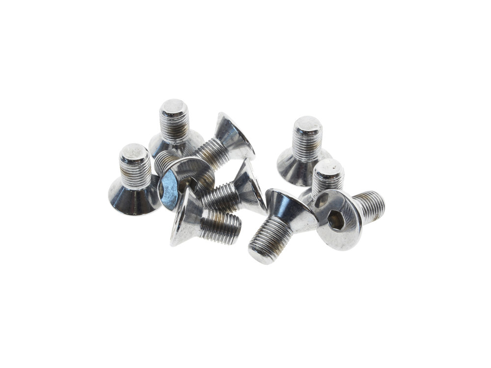 3/8-24 x 3/4in. UNF Flat Head Allen Bolts - Chrome. Pack 10.