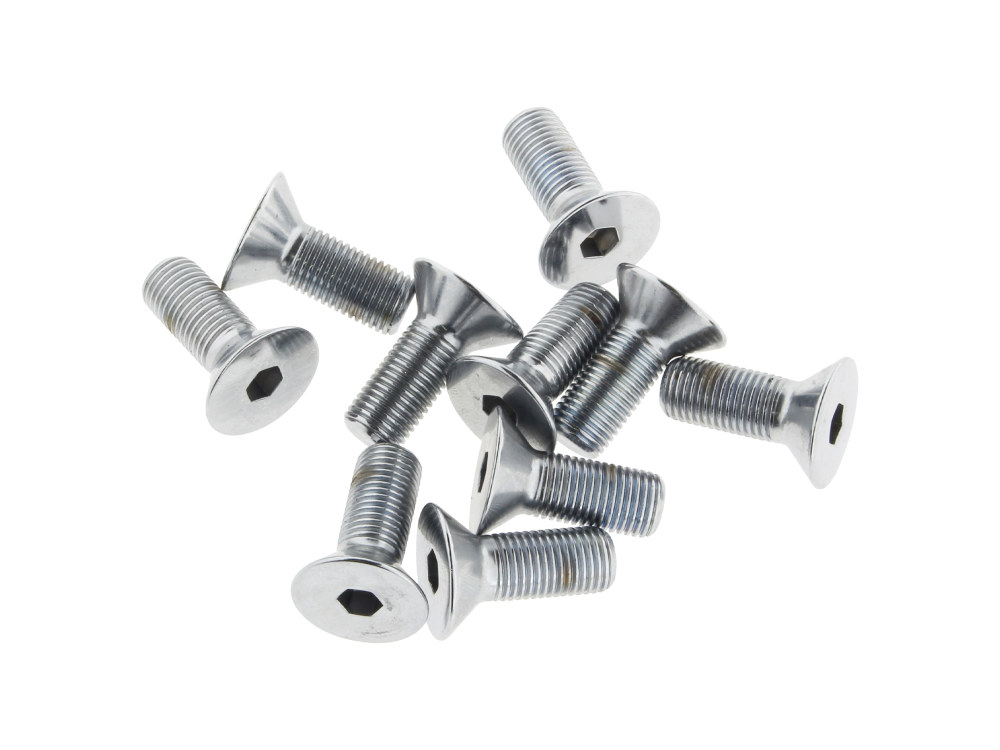 3/8-24 x 1in. UNF Flat Head Allen Bolts - Chrome. Pack 10.
