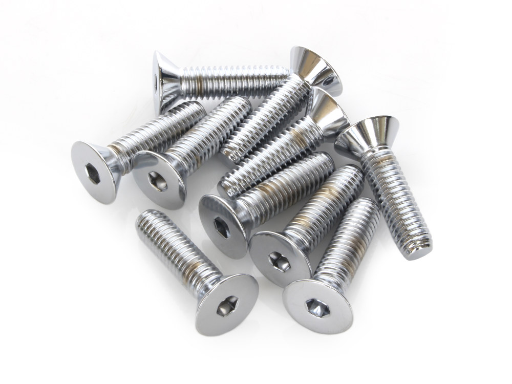 3/8-16 x 1-1/2in. UNC Flat Head Allen Bolts - Chrome. Pack 10.