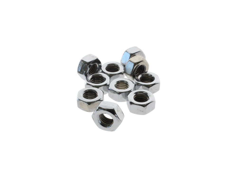 1/4-28 UNF Hex Nuts – Chrome. Pack 10.