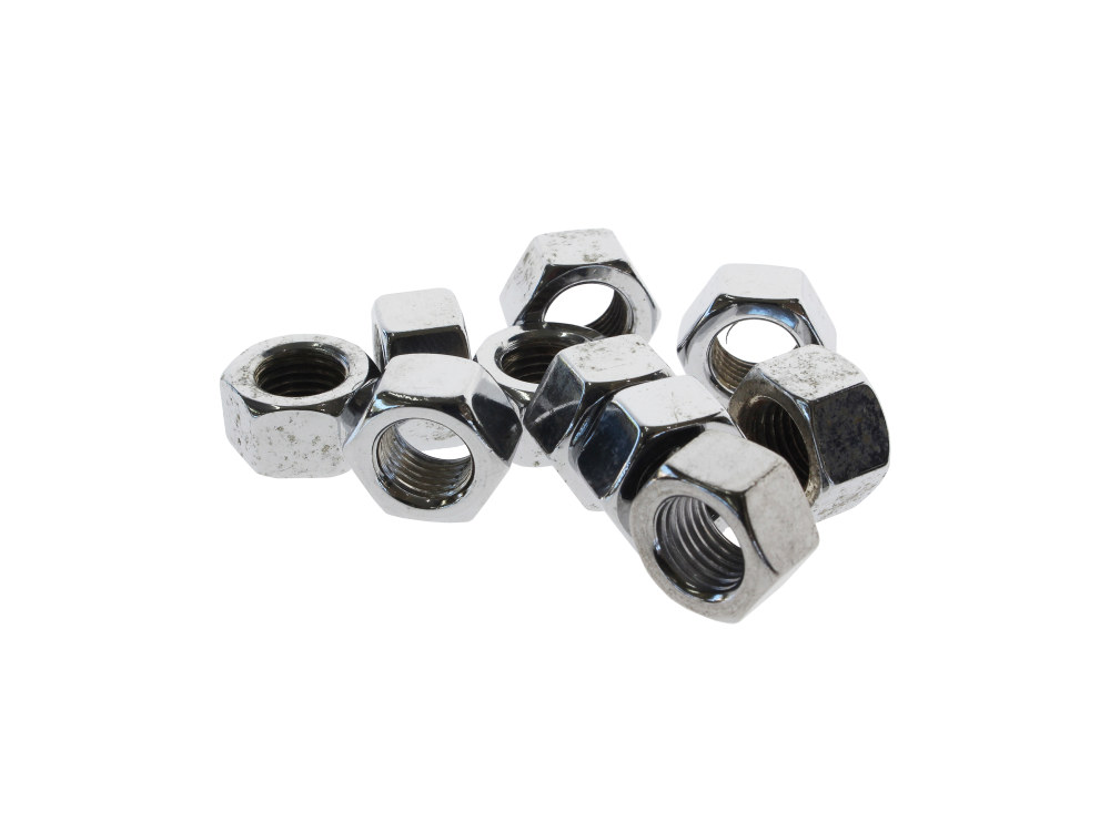 3/8-24 UNF Hex Nuts - Chrome. Pack 10.