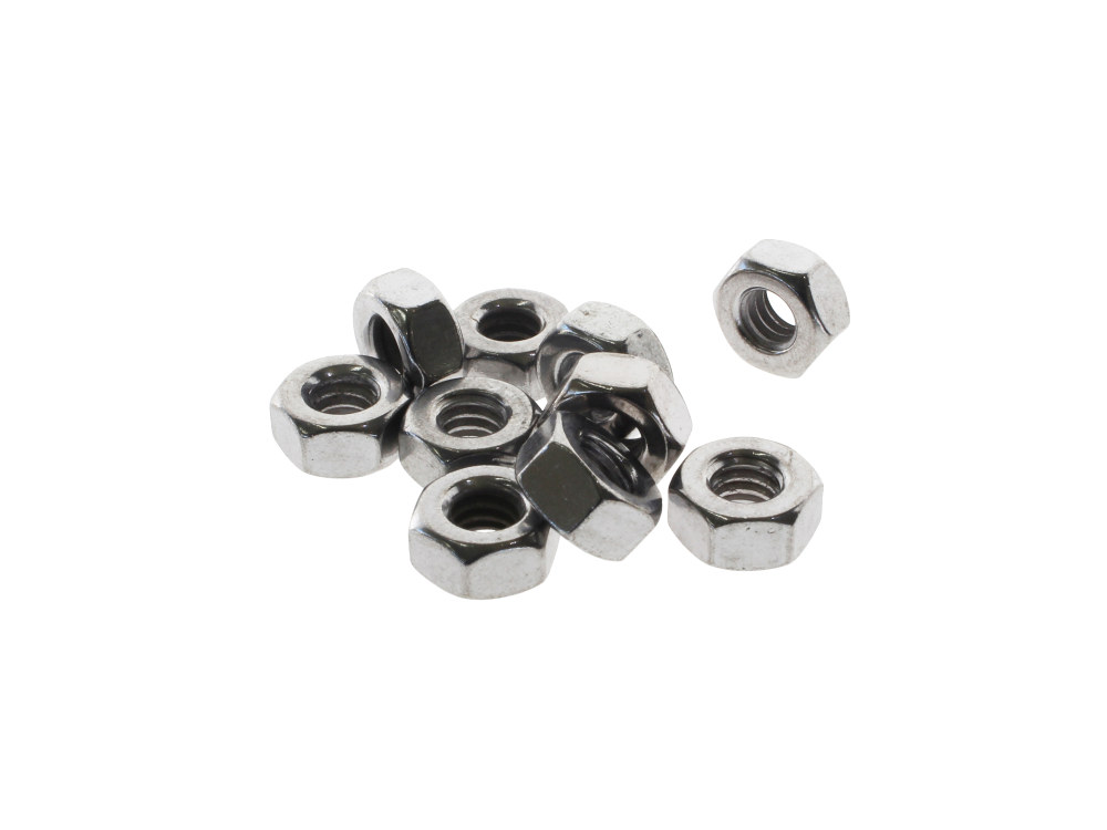 1/4-20 UNC Hex Nuts - Chrome. Pack 10.