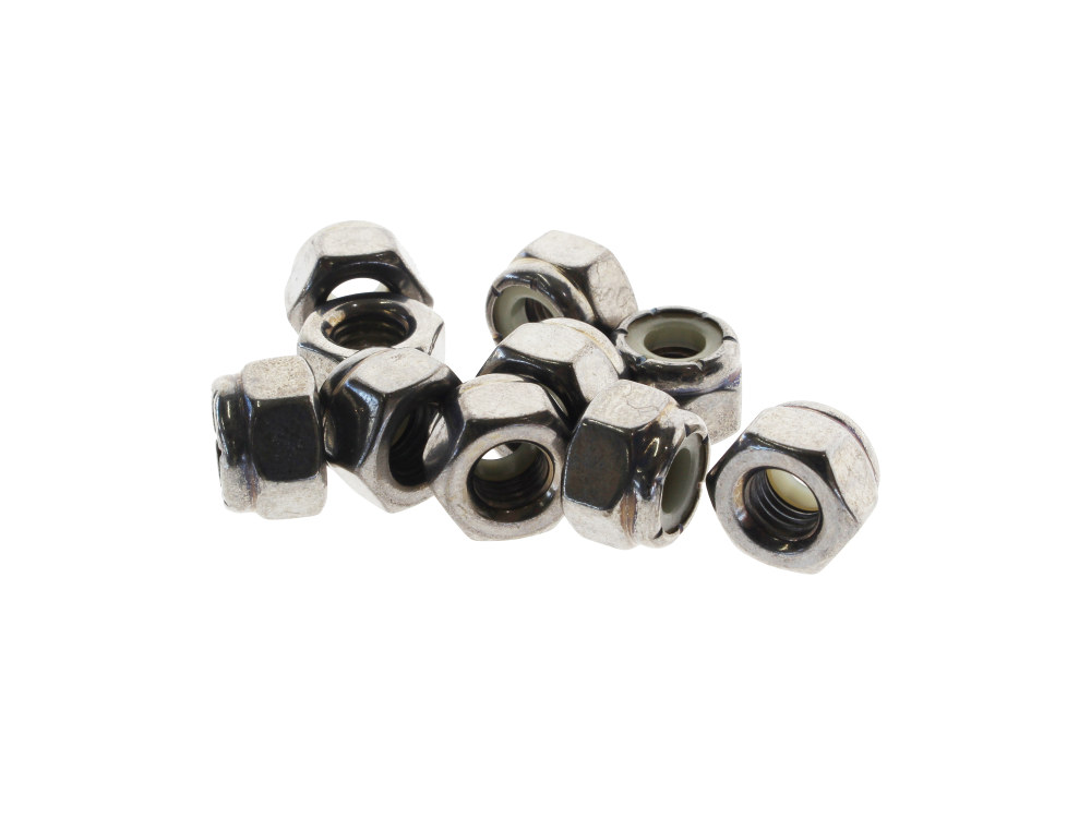 1/4-28 UNF Nylon Insert Locknuts - Chrome. Pack 10.