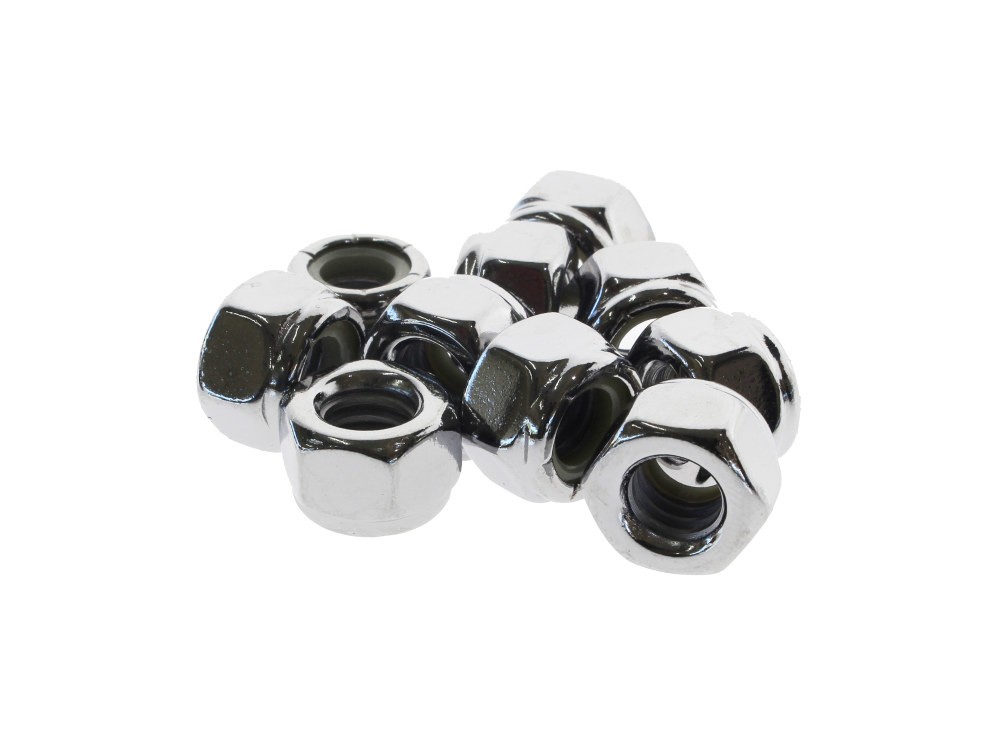 5/16-18 UNC Nylon Insert Locknuts - Chrome. Pack 10.