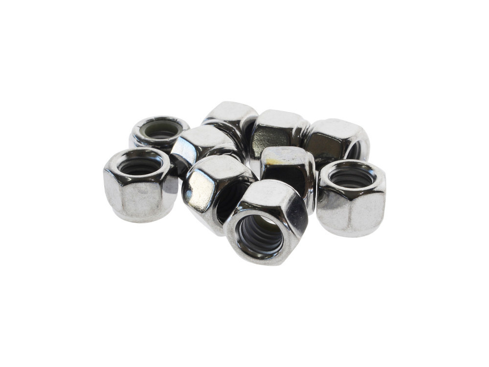 3/8-16 UNC Nylon Insert Locknuts - Chrome. Pack 10.