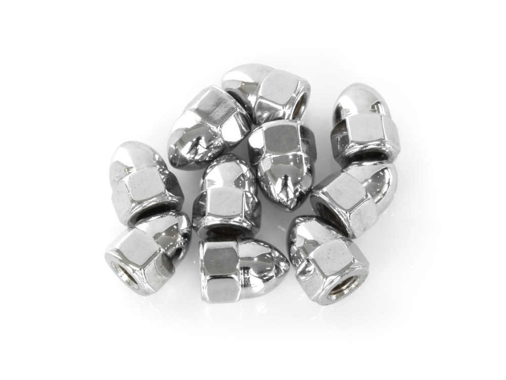 1/4-28 UNF Acorn OEM Style Nuts - Chrome. Pack 10.