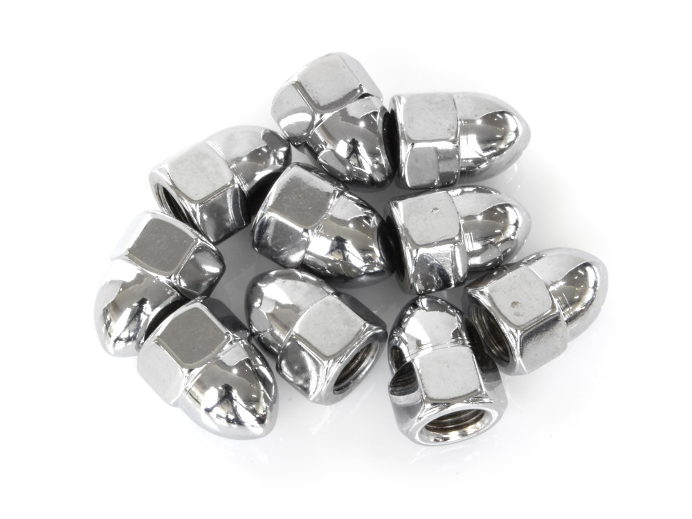 3/8-24 UNF Acorn OEM Style Nuts – Chrome. Pack 10.