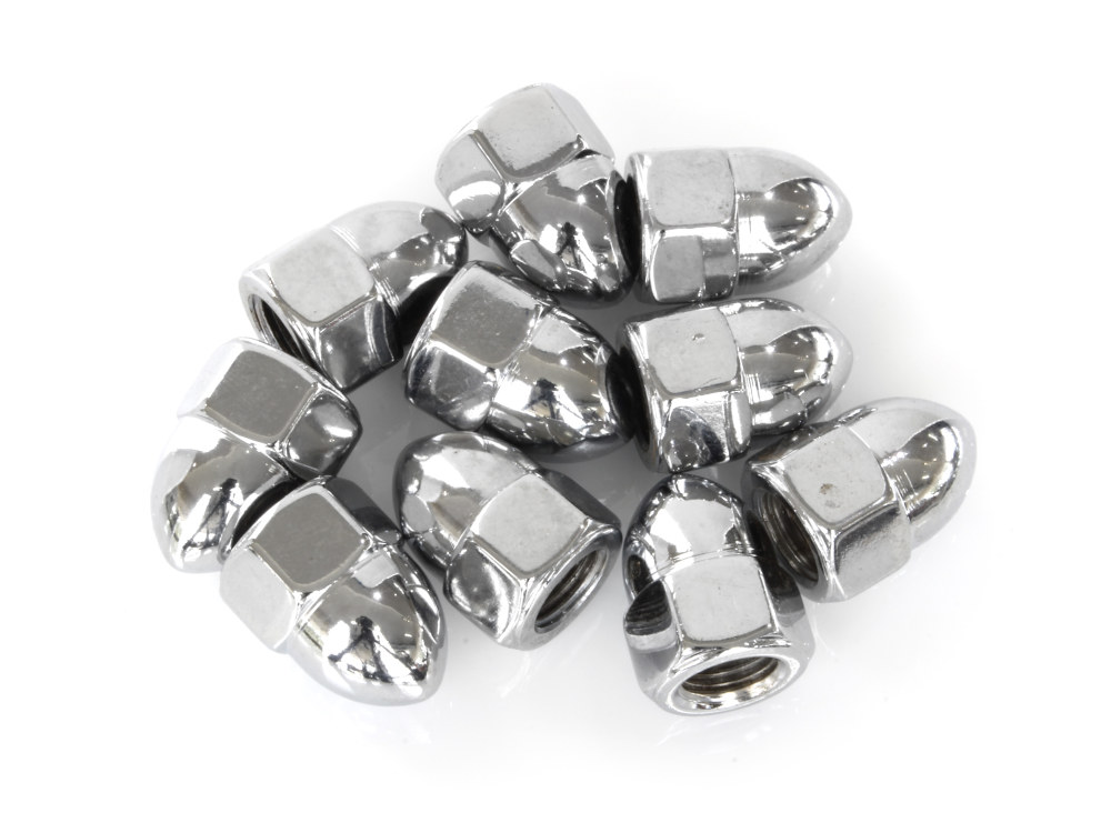 3/8-24 UNF Acorn OEM Style Nuts - Chrome. Pack 10.
