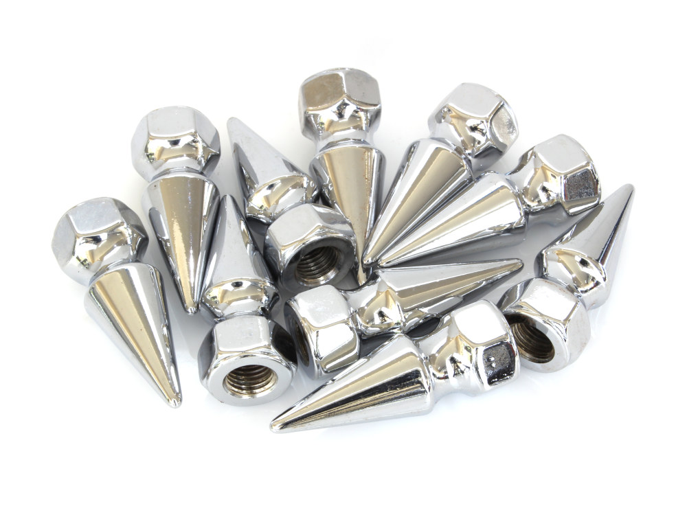 CHROME PIKE NUTS HARLEY CHOPPER CUSTOM 7//16-20 THREAD