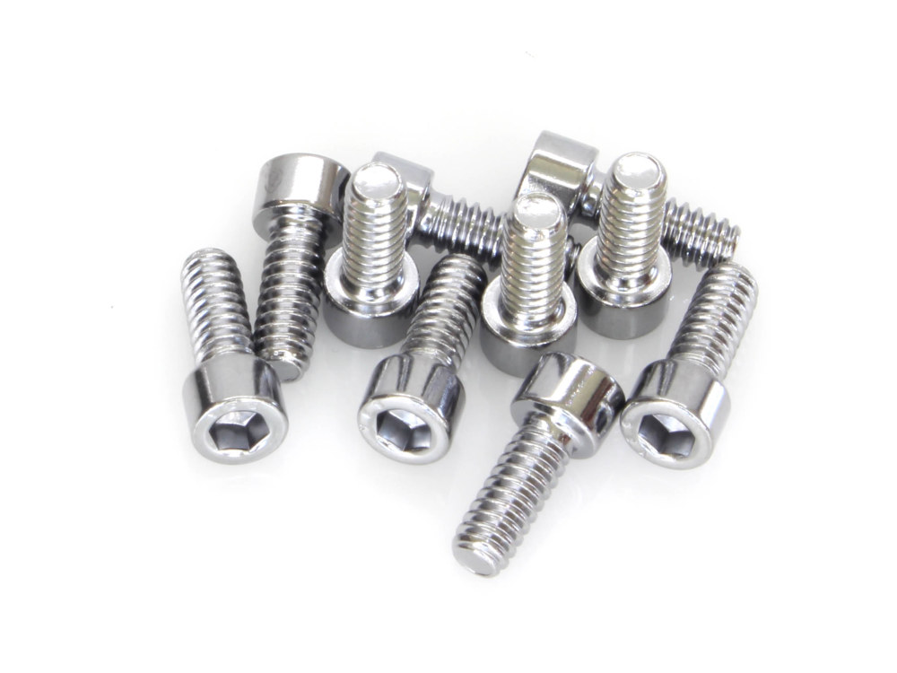 10-24 x 1/2in. UNC Polished Socket Head Allen Bolts – Chrome. Pack 10.