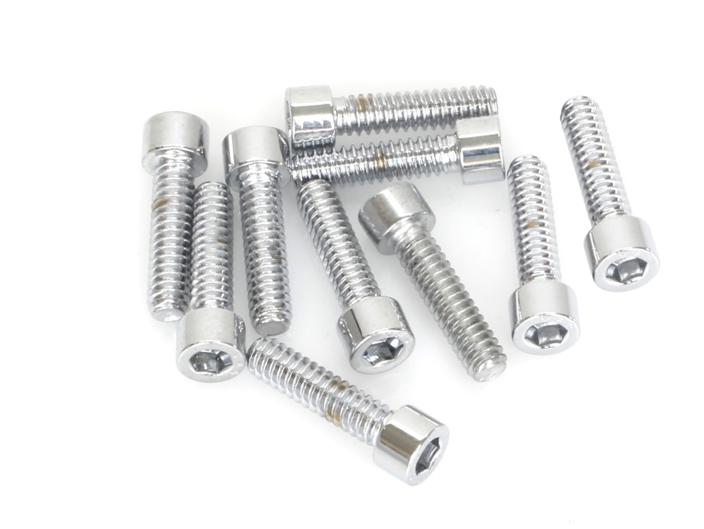 10-24 x 3/4in. UNC Polished Socket Head Allen Bolts - Chrome. Pack 10.