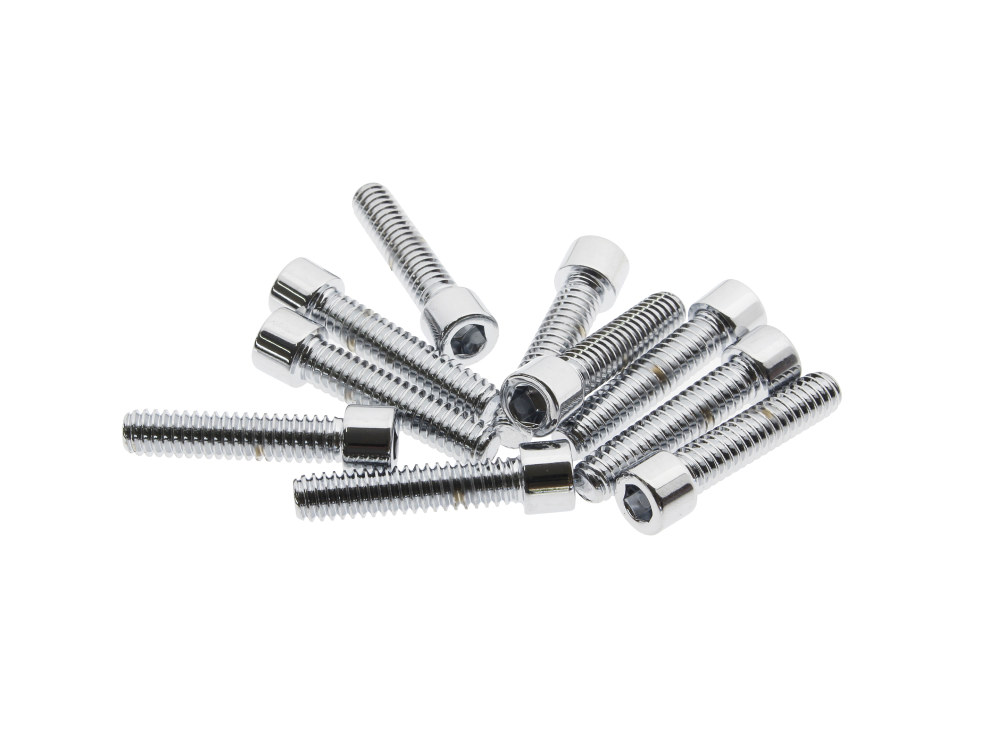1/4-20 x 1-1/8in. UNC Polished Socket Head Allen Bolts – Chrome. Pack 10.