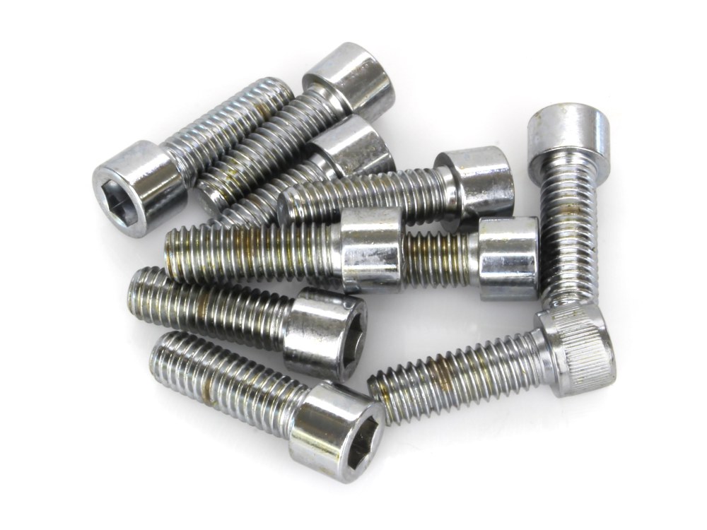 3/8-16 x 1-1/8in. UNC Polished Socket Head Allen Bolts – Chrome. Pack 10.