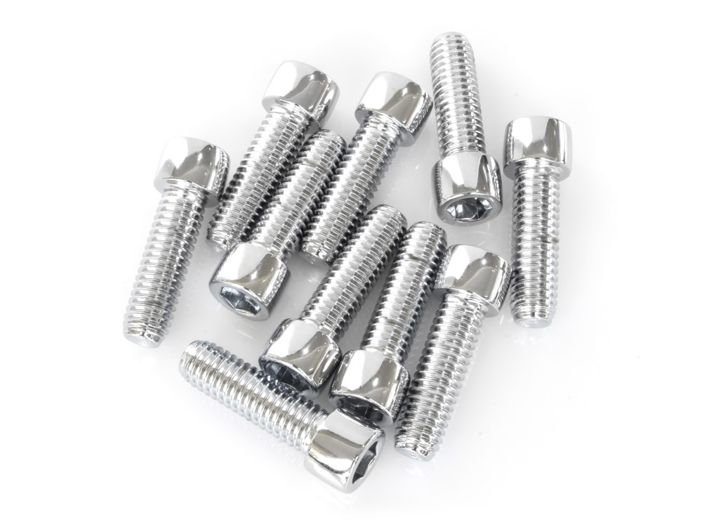 3/8-16 x 1-1/4in. UNC Polished Socket Head Allen Bolts - Chrome. Pack 10.