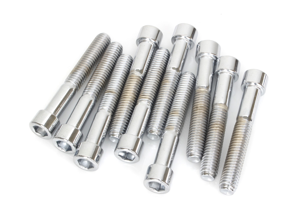 3/8-16 x 2-1/2in. UNC Polished Socket Head Allen Bolts – Chrome. Pack 10.