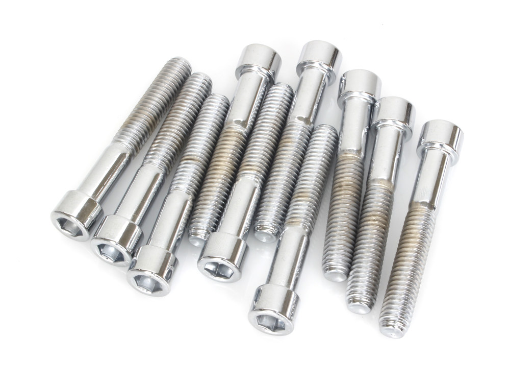 3/8-16 x 2-1/2in. UNC Polished Socket Head Allen Bolts - Chrome. Pack 10.