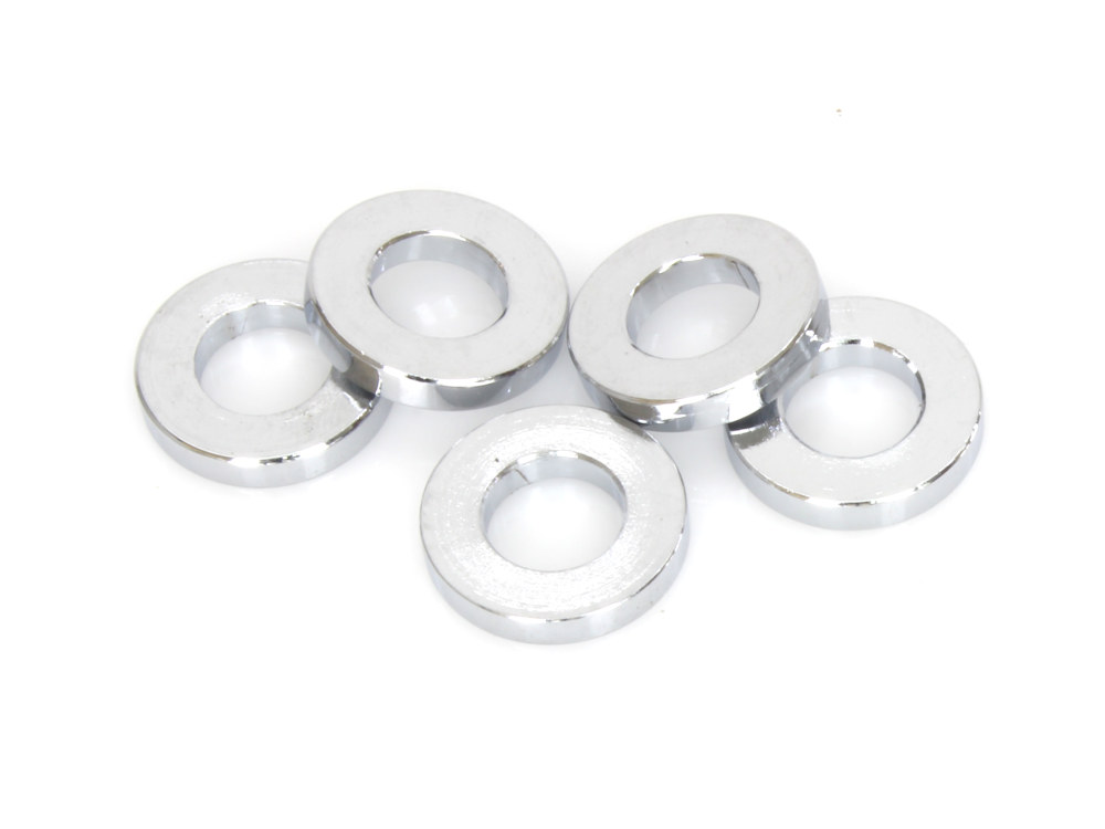 3/8in. ID x 1/8in. Wide Steel Spacers – Chrome. Pack 5.