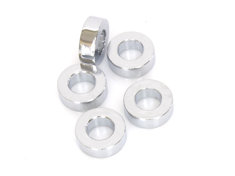 3/8in. ID x 1/4in. Wide Steel Spacers - Chrome. Pack 5.