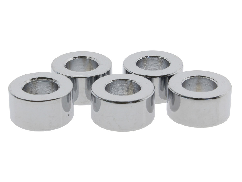 3/8in. ID x 3/8in. Wide Steel Spacers - Chrome. Pack 5.