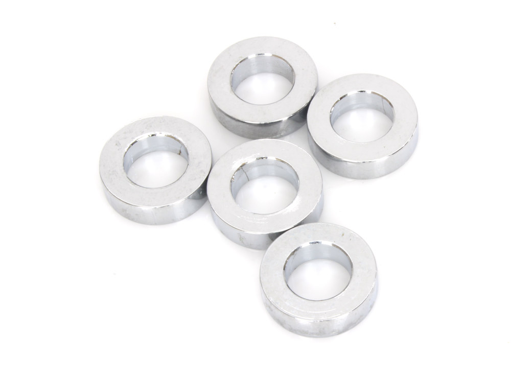 1/2in. ID x 1/4in. Wide Steel Spacers – Chrome. Pack 5.