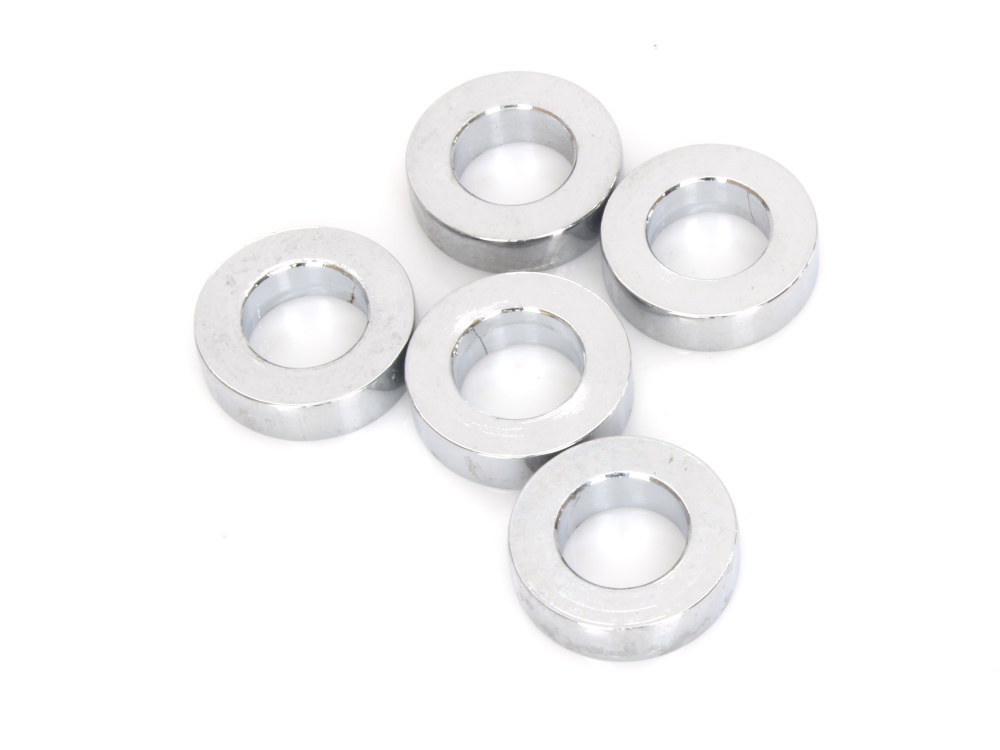 1/2in. ID x 1/4in. Wide Steel Spacers - Chrome. Pack 5.