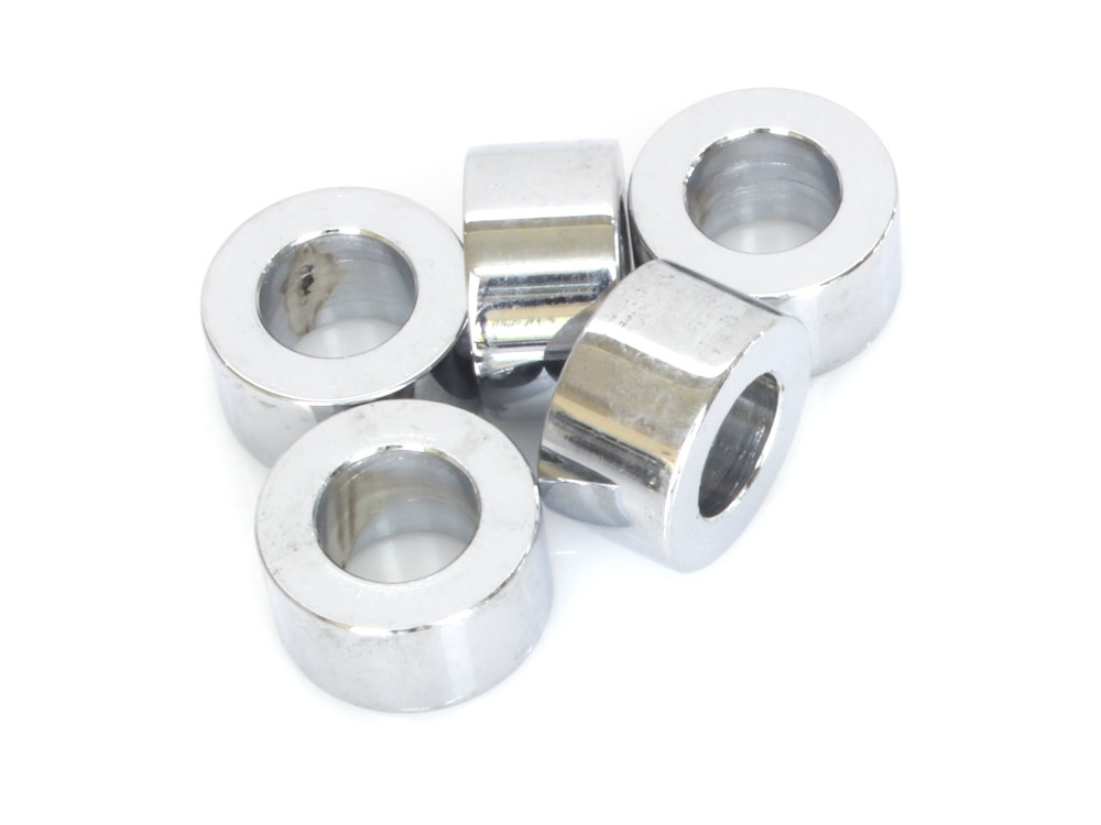 1/2in. ID x 1/2in. Wide Steel Spacers - Chrome. Pack 5.
