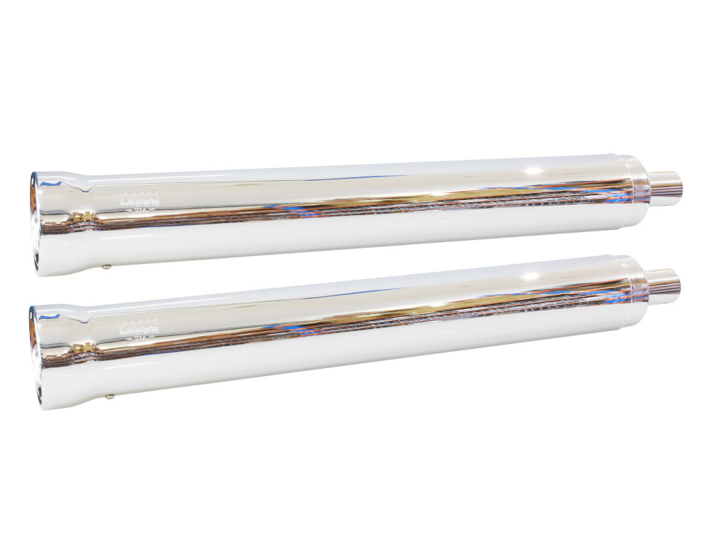 4in. Slip-On Mufflers - Chrome. Fits Indian Big Twin with Leather Bags or No Saddle Bags. 