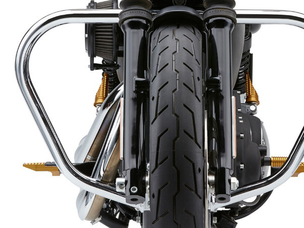 Engine Guard Freeway Bar - Chrome. Fits Sportster 2004-2021 with Mid Mount Controls.