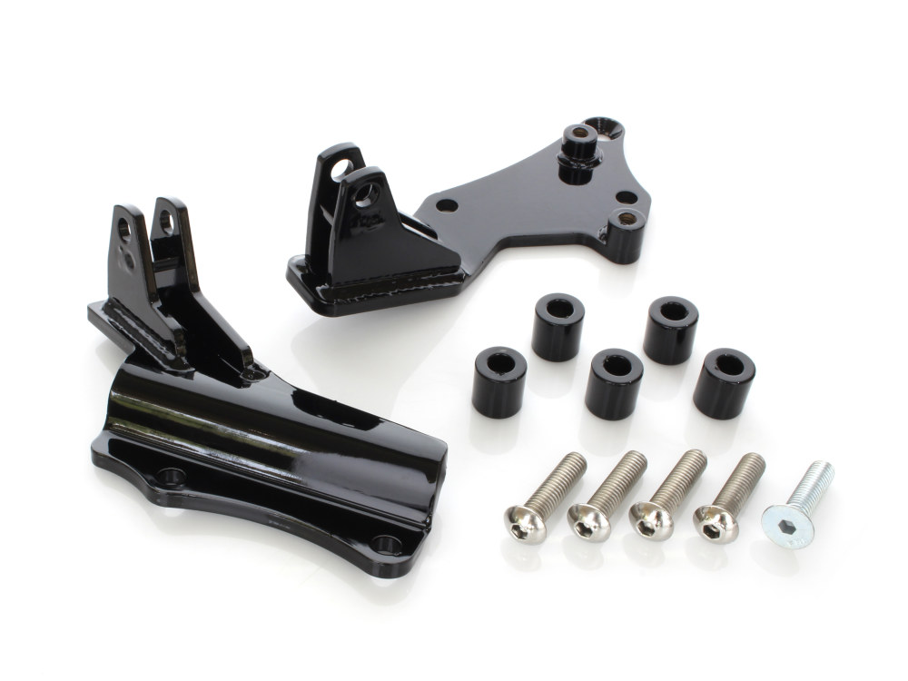Pillion Peg Relocation Kit. Fits Sportster 2014-2021 with Swept Exhaust.