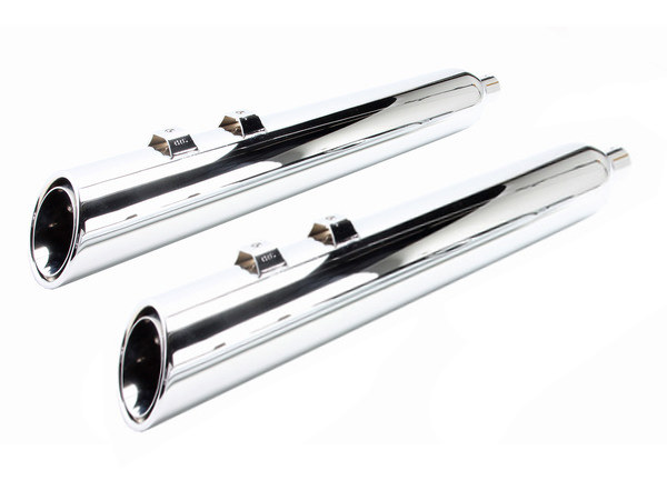 4in. 909 Uppercut Slip-On Mufflers - Chrome with Stainless Steel Tips. Fits Touring 1995-2016 & Trike 2017-2020.
