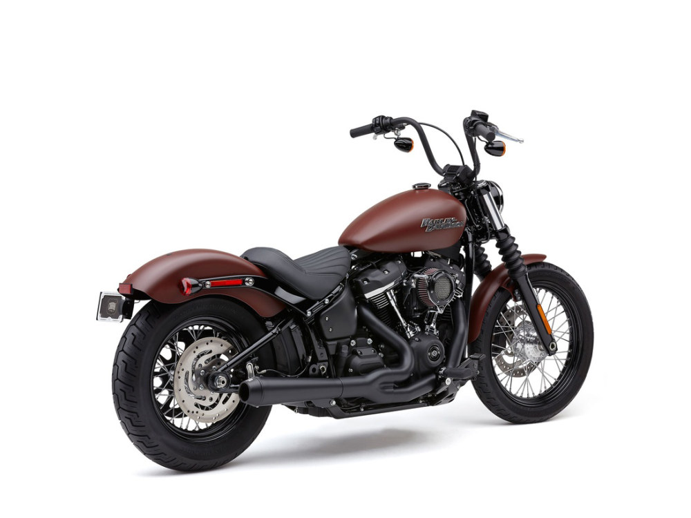 El Diablo 2-into-1 Exhaust - Black with Black End Cap. Fits Street Bob 2018-2024 & Standard 2020-2024, Deluxe & Low Rider 2018-2020 & Softail Slim 2018-2021