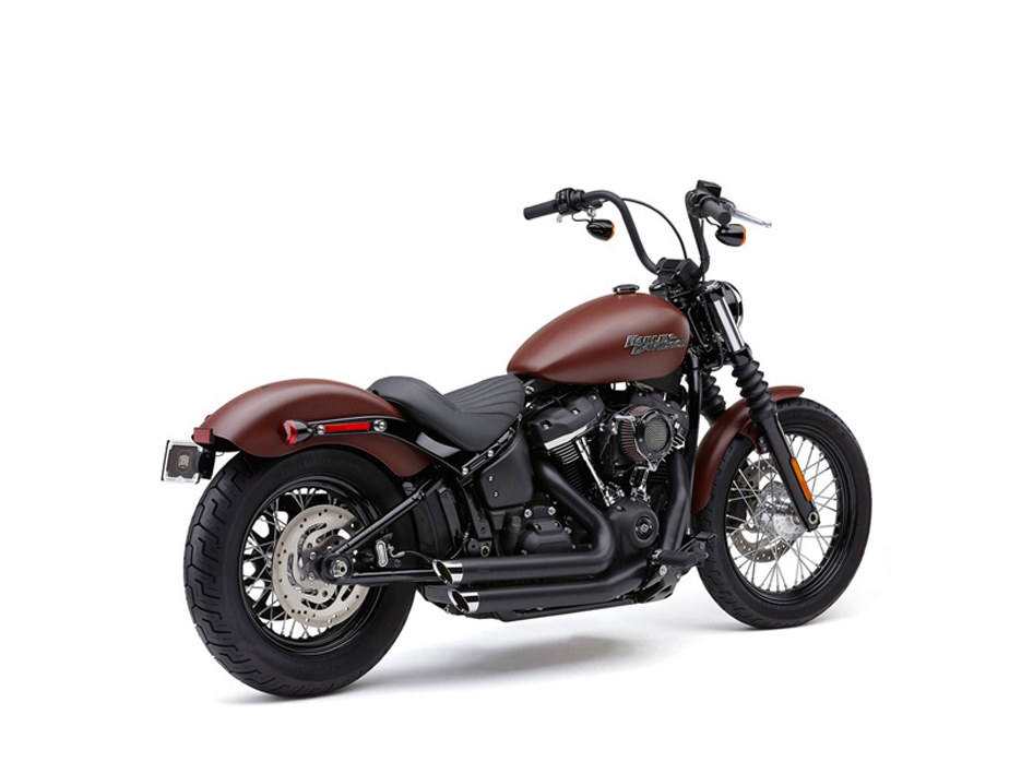 Speedster Slashdown Exhaust - Black with Chrome Tips. Fits Deluxe, Softail Slim, Street Bob & Low Rider 2018up & Standard 2020up. 