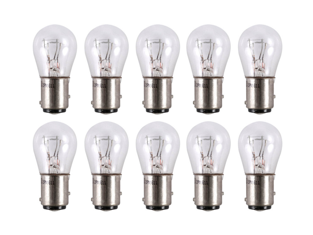 12V Bayonet Style Stop & Taillight Bulb. Fits H-D Pre Early 2003 - Pack 10