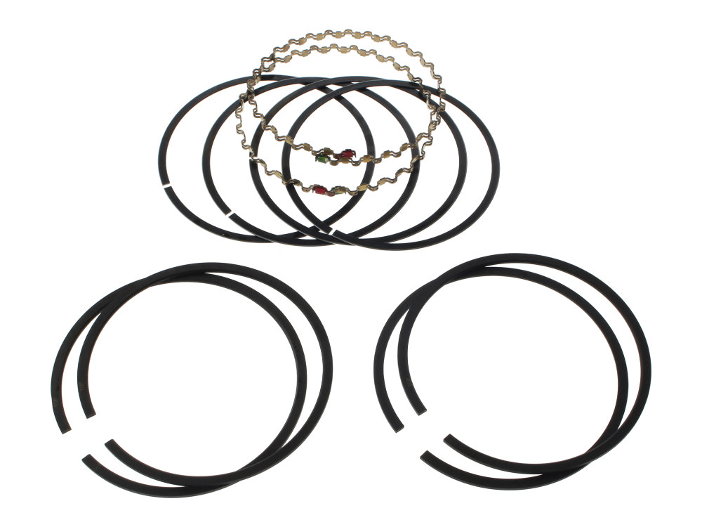 +0.005in. Size Cast Piston Rings. Fits Evolution Big Twin 1984-1999 & 1200cc Sportster 1988-2003.