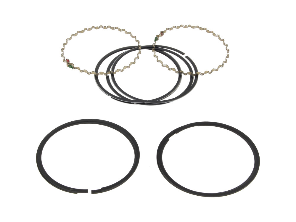 +0.010in. Oversize Cast Piston Rings. Fits Evolution Big Twin 1984-1999 & 1200cc Sportster 1988-2003.