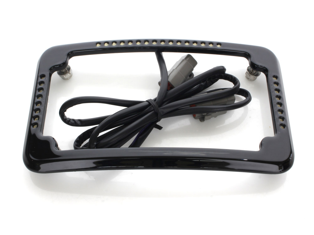 Curved Slick Signal Run, Turn, Brake & Number Plate Frame - Black. Fits Softail 2011-2017.
