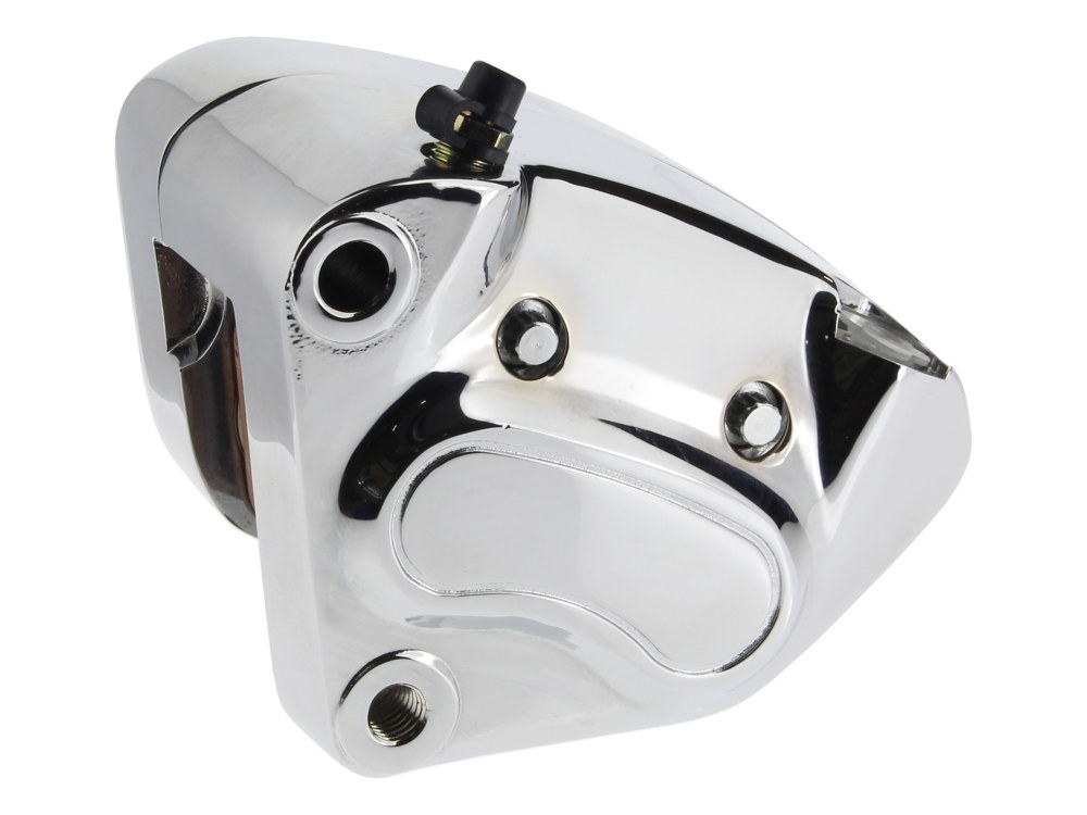 OEM Style 4 Piston Front Left Brake Caliper - Chrome. Fits Big Twin 2000-2007 & Sportster 2000-2003.