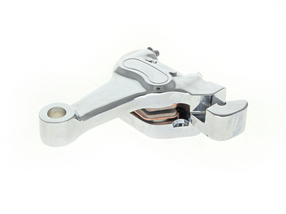 Right Hand Rear 4 Piston Caliper & Mounting Bracket - Chrome. Fits Softail 2000-2007.