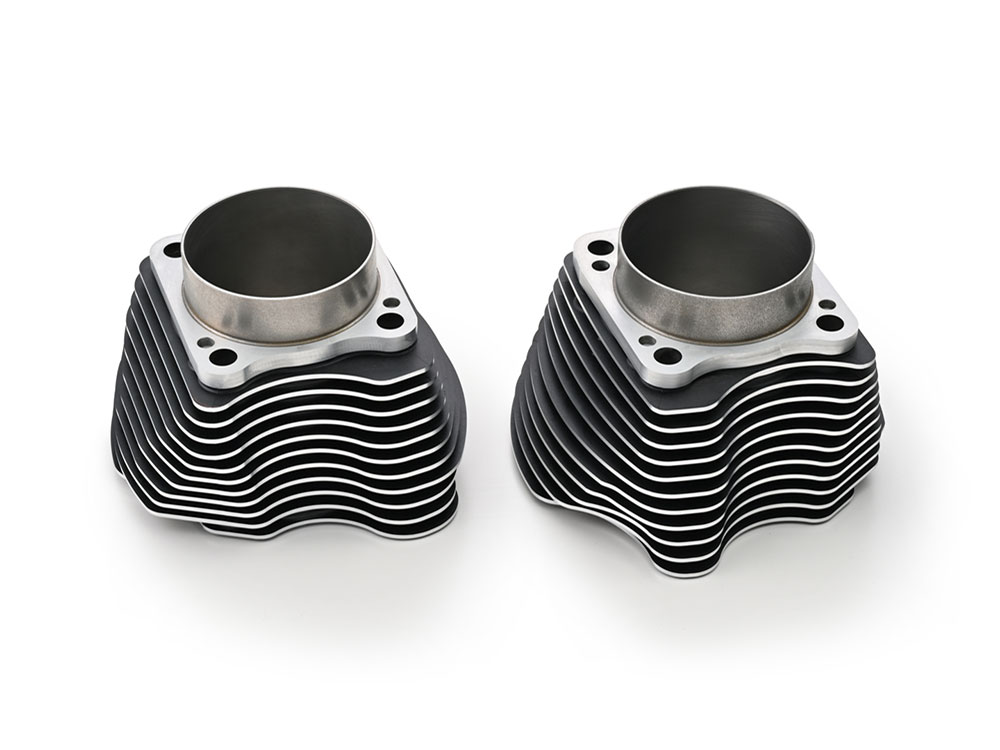 Rollies Speed Shop 128ci Big Bore Kit with Highlighted Fins - Black. Includes CP Carrillo 11.0:1 Compression Piston Kit. Fits Milwaukee-Eight 2017up 114ci or 117ci Engine