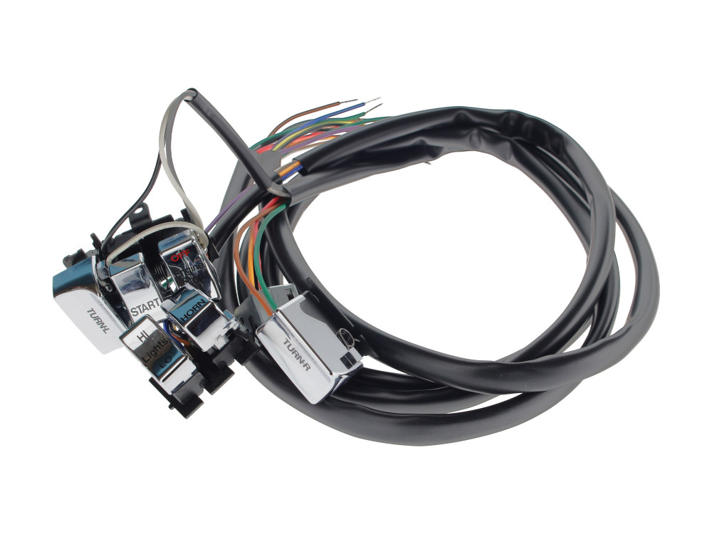 48in. Handlebar Wiring Harness – Chrome Switches. Fits Big Twin & Sportster 1982-1995.