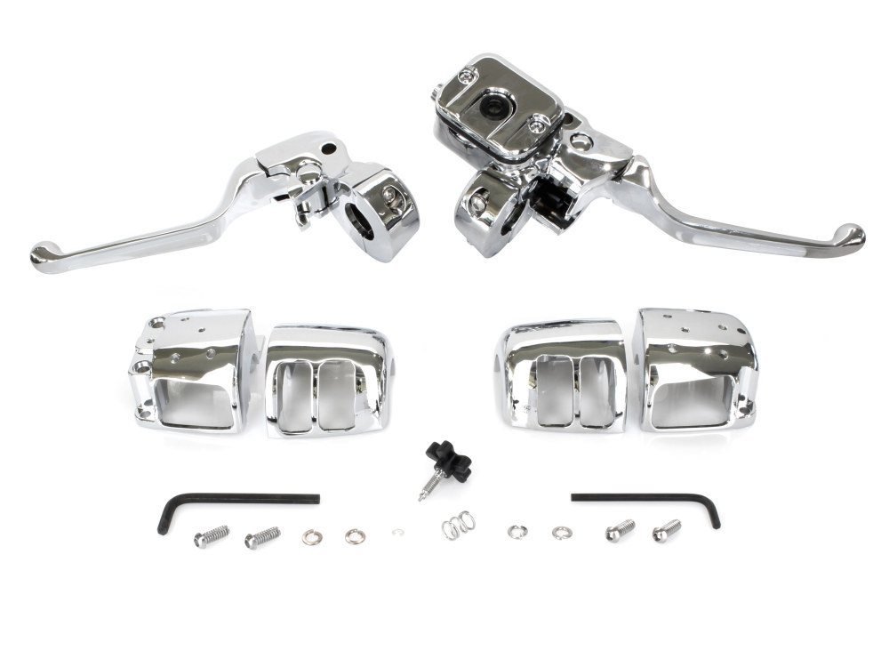 Handlebar Control Kit – Chrome. Fits Big Twin 1996-2010 & Sportster 1996-2003 with Single Disc Front Brake.